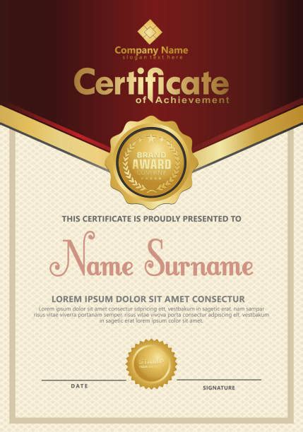 Portrait Certificate Of Achievement Template With Gold Border