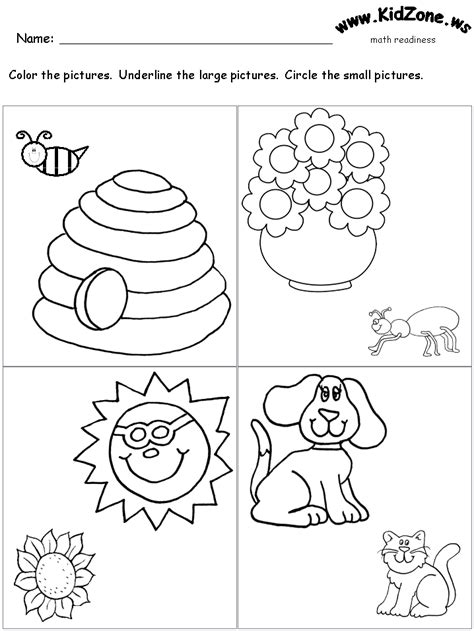 big  small worksheets  kindergarten  kidsworksheetfun