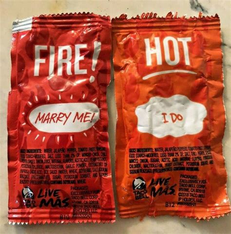 Taco Bell Hot Sauce Packets Marry Me And I Do Packs Engagement Wedding