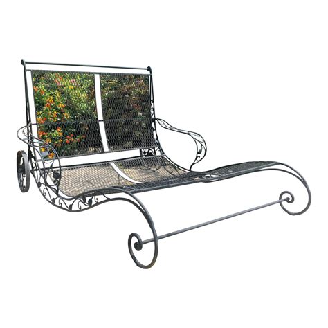 Vintage Wrought Iron Double Chaise Lounge Chairish
