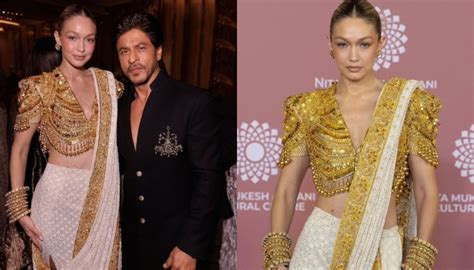 Gigi Hadid Strikes A Pose With Shah Rukh Khan At Nmacc Gala In Mumbai