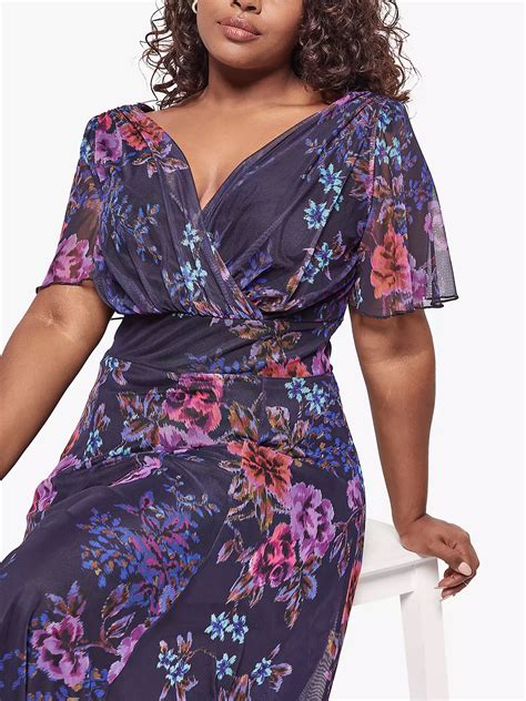 Scarlett And Jo Isabelle Floral Print Float Sleeve Maxi Dress Navy Amethyst At John Lewis And Partners