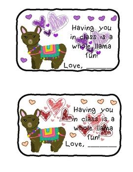 Get creative and inspire your friends & family with custom holiday cards. Llama Valentine Cards by All About That Class | Teachers Pay Teachers