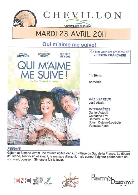 Cinéma Chevillon Salle Gaston Chausson Le 23 Avril Qui Maime Me Suive Charny Orée De Puisaye