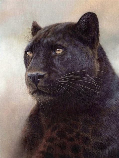 Black Leopard Painting Painting By Rachel Stribbling