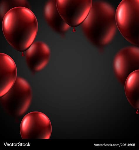 Black Festive Background With Red Shiny Balloons Vector Image