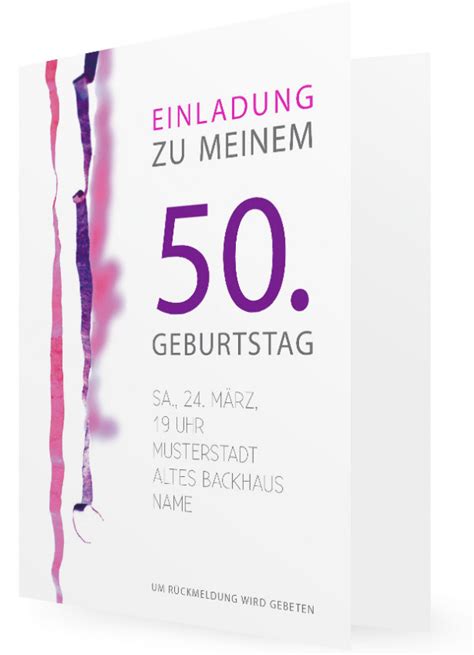 Kostenlose einladungen zum ausdrucken gratis vorlagen bei free printable com. Vorlage für Geburtstagseinladung, fünfzig ...