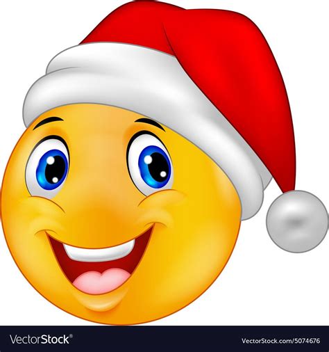 Smiling Smiley Emoticon In A Santa Hat Vector Image On Vectorstock