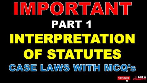 Daily Mcq S Interpretation Of Statutes Important Case Laws With