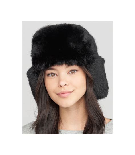 The Moscow Full Fur Rabbit Ladies Russian Hat In Black