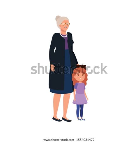 grandmother granddaughter avatar character vector illustration stock vector royalty free