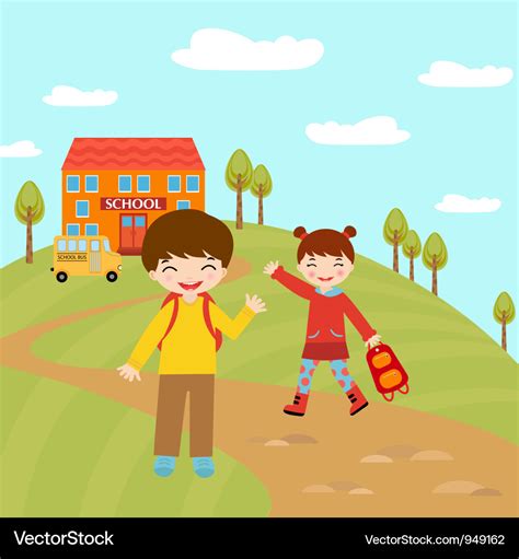 Kids Going To School Royalty Free Vector Image