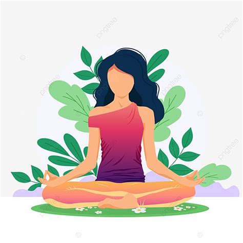 Meditation Woman Yoga Vector Design Images Sitting And Meditating Yoga Woman Illustrations With