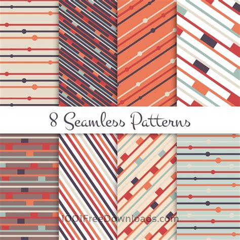 Free Vectors Retro Lines Seamless Patterns Set Abstract