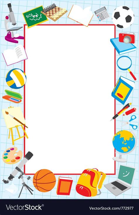 Vector Frame With School Objects On A White Background Download A
