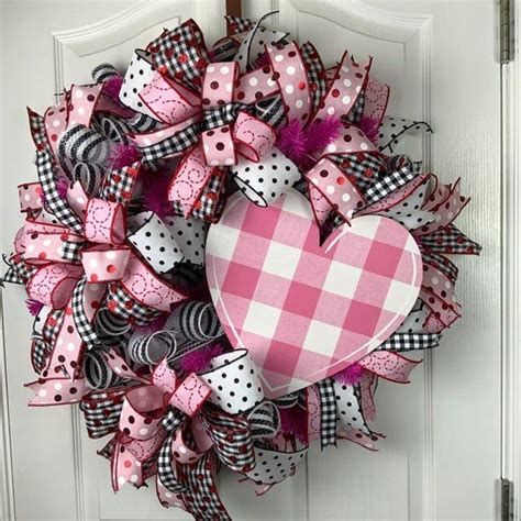 Front Door Pink Heart Wreath Valentines Wreath Oversized Etsy Diy