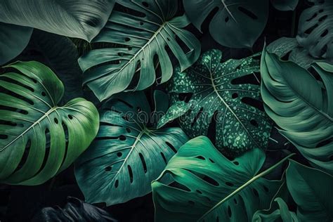 Tropical Leaves Abstract Green Leaves Texture Nature Background
