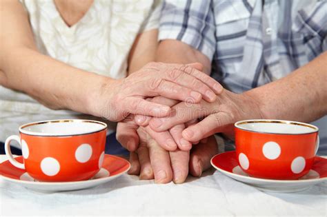 Elderly Couple Drinking Tea Stock Photo Image Of Disabled Drink