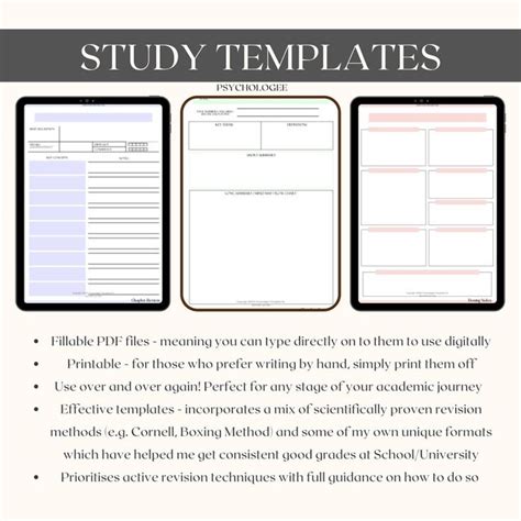 Study Excel Sheet And Fillable Pdf Study Templates Exam Cram Etsy Uk