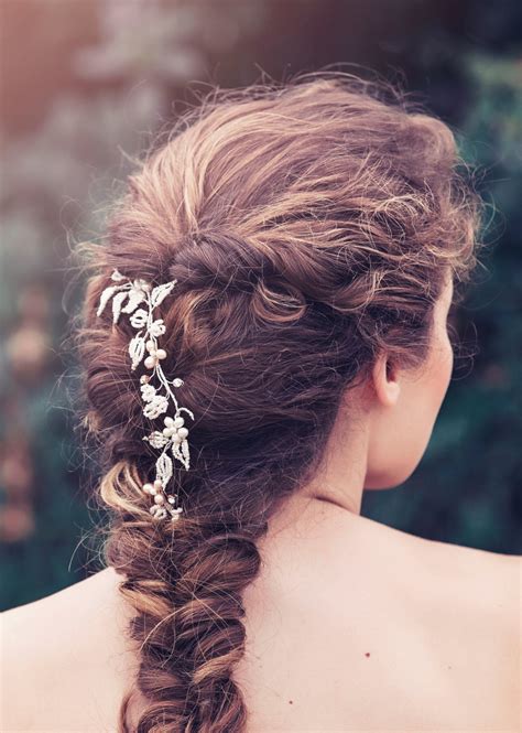 Layered and gathered bridal hairstyle Bridal Hair Vines for Weddings - Bride / Accessories ...