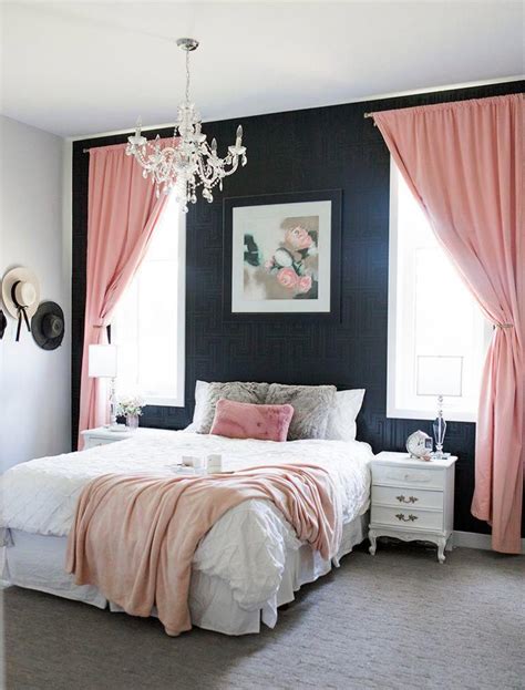 A Cozy And Glamorous White Black And Blush Pink Bedroom