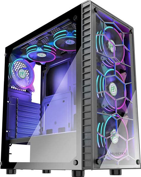 Musetex Phantom Black Atx Mid Tower Case With Usb30 And 6pcs 120mm