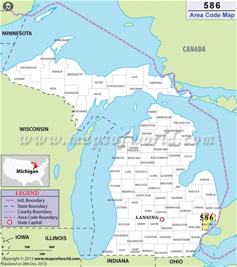 586 Area Code Map Where Is 586 Area Code In Michigan