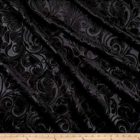 Embossed Velvet Scroll Black From Fabricdotcom This Buttery Soft