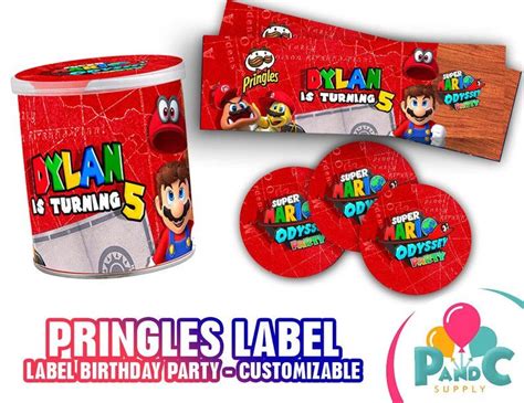 Super Mario Pringles Label Birthday Party Mario Odyssey Etsy Mario
