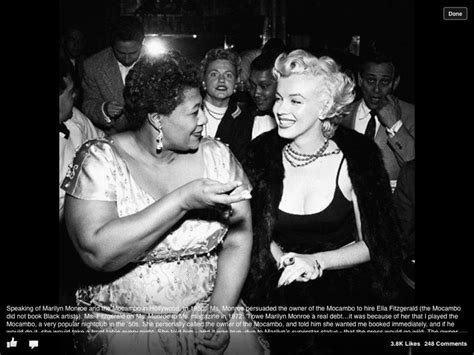 When once asked about her favorite singers, marilyn monroe answered, well, my very favorite person, and i love her as a person as well as a singer, i think she's the greatest, and that's ella fitzgerald. not only was monroe a fitzgerald fan, but she was also a friend who used her status as. Ella Fitzgerald & Marilyn Monroe 1955 | Ella fitzgerald ...