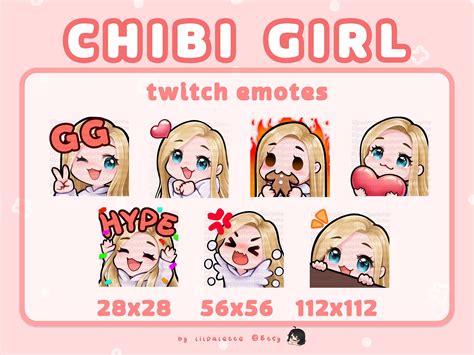Art And Collectibles Digital Emotes Girl Chibi Emotes Twitch Emotes