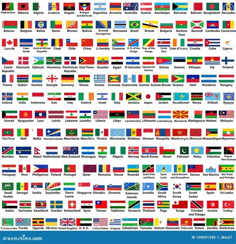 Vector Set Of All World Countries Sovereign States Flags Arranged In