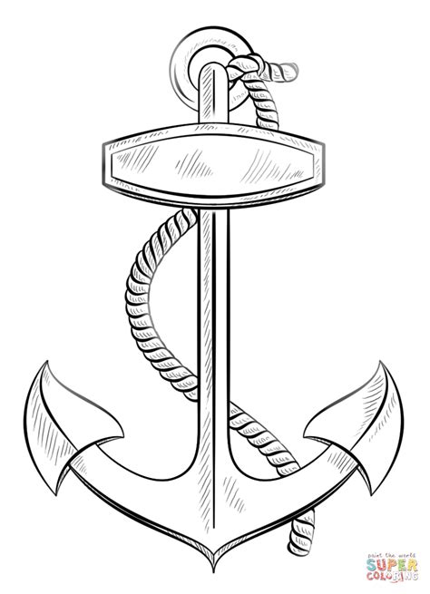 El ancla sirve para mantener detenido el barco www.dibujalia.com. Dibujo de Ancla con Cuerda para colorear | Dibujos para colorear imprimir gratis