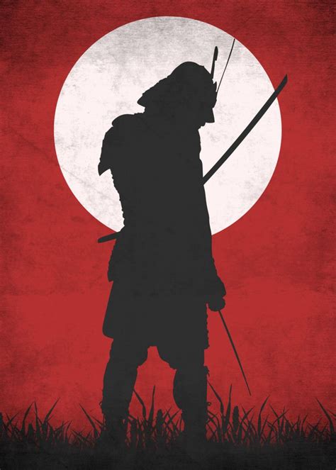 Red Samurai Poster By Eternal Art Displate Japanese Art Samurai