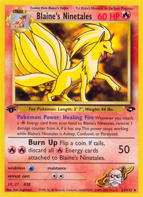 2000 pokemon base set 2 holo ninetales #13 psa 9 mint $132.81: Blaine's Ninetales 21/132 - Gym Challenge - Gym Heroes - Pokemon Trading Card Game - PokeMasters