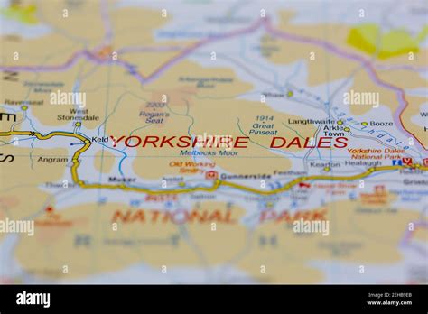 The Yorkshire Dales And Surrounding Areas Shown On A Road Map Or