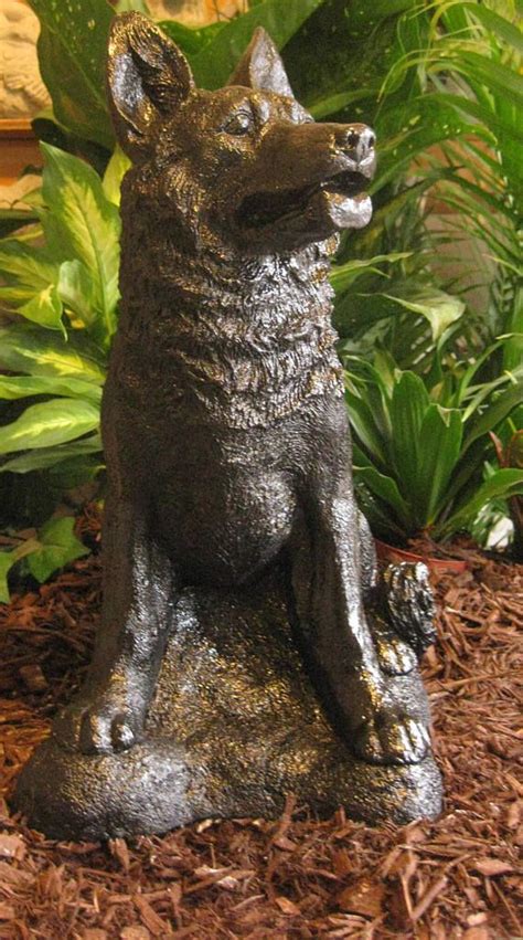 This Is Our Large Sitting Up Black German Shepherd Statue Cast Solid