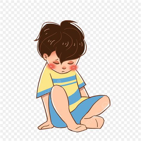 Cute Little Boy Png Picture Cartoon Sad Looking Down Sleeping Cute