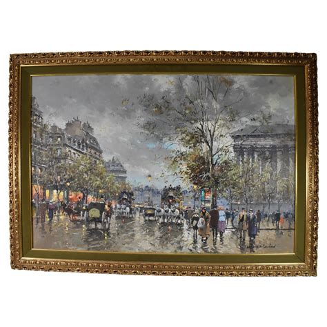 Parisian Street Scene Oil Painting French Artist Antoine Blanchard For