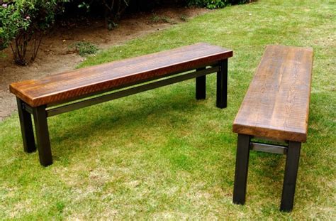 Rustic Style Bench With Steel Frame Roy Walker Furniture