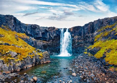 Gufu Waterfall In North East Iceland Stock Image Image Of Stunning