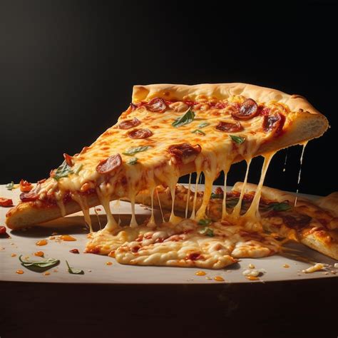 Premium Ai Image Hot Pizza Slice With Melting Cheese