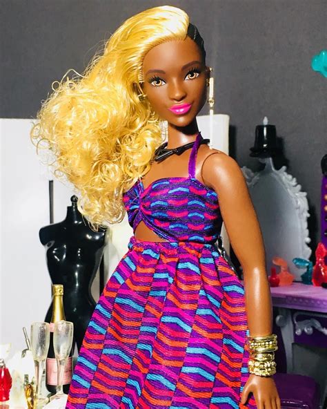 Black Girl Magic Fashion Dolls Barbie Dolls Halter Dress Curvy