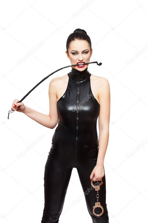 Sexy Dominatrix With Whip And Handcuffs Stock Photo By Sakkmesterke