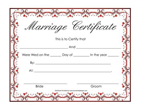 Fake Marriage Certificate Printable Free Free Printable