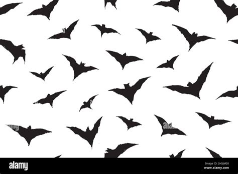 Bats Flying Silhouette Seamless Pattern Digital Illustration