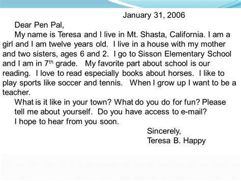 English Is Fun With Cris Pen Pal Letters Examples