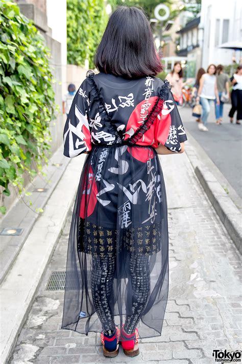 Harajuku Girl In Kanji Print Fashion From Never Mind The Xu W O Ring