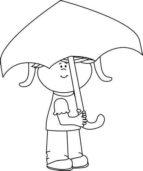 Black And White Girl Under Umbrella Clip Art Black And