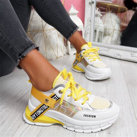 womens ladies lace up chunky fashion sneakers women party trainers shoes size ebay